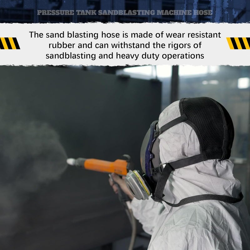 Threlaco Sandblast Hose 1/2" Id, 1" Od, 10 ft Long 227.52 Psi Heavy Duty Rubber Sandblaster Hose Sandblasting Gun Sand Blaster Cabinet Pressure Washer Sandblasting Kit Tools - Image 4